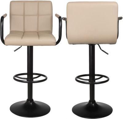 Hight Quality Cream-Coloured Adjustable Swivel Barstools Set of 2