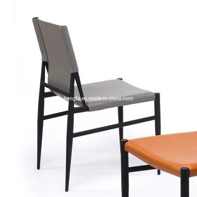Nordic Modern Design Dining Furniture Leather Metal Leg Hotel Living Room Chairs