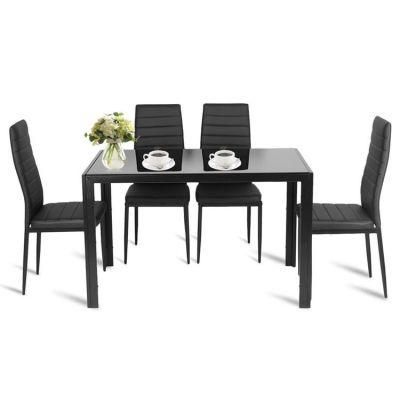 Wholesale Modern Furniture Stainless Steel Black Colored Faux Leather Upholstered Nordic Cafe Kitchen Dining Room Chair
