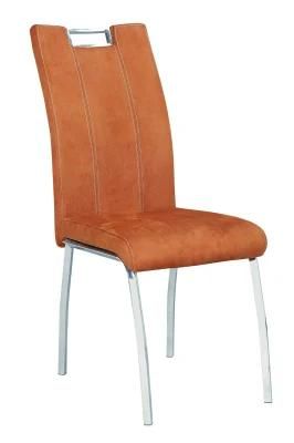 Orange PU Iron Legs Dining Chair