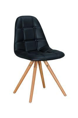 Black PU Wood Legs Bar Stool