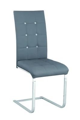 Grey PU with Button on The Back Dining Chair