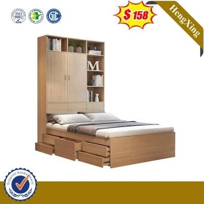 Simple Design Children Room Wooden White Single Kids Bed with Bookcase