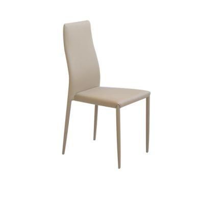 Wholesale Modern Home Office Kitchen Furniture Upholstered High Back Chrome Steel PU Leather Dining Chair for Restaurant