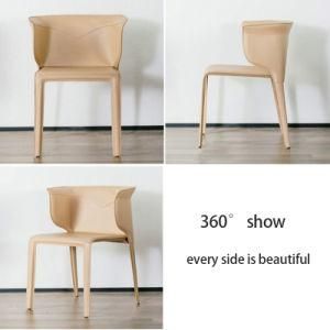 Modern Home Furniture Chairs with Wood Legs PU Leather Cushion Seat PP Chairs Nordic Dining Chair