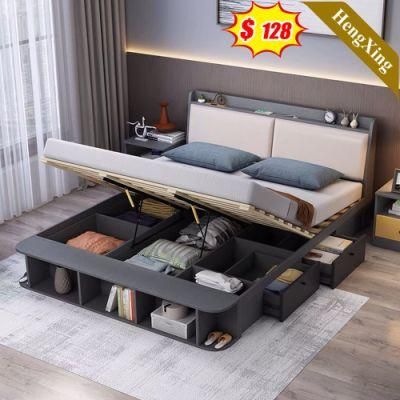 Wooden Home Hotel Living Room Furniture Beds King Bed Plate Bedroom Master Bed