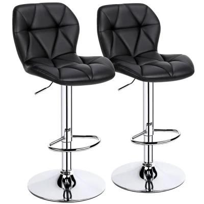 Kitchen Restaurant PU Leather Swivel Stools Bar Chairs with Footrest