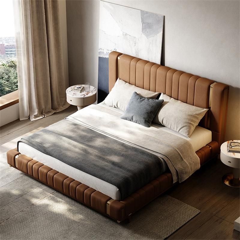 Light Luxury Modern Minimalist Double Bed Leather Bed