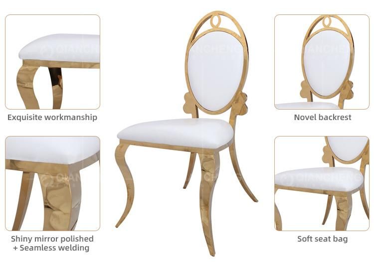 Furniture Hotel Banquet Chairs for Event Party Gold Stainless Steel Metal Frame Wedding Chair