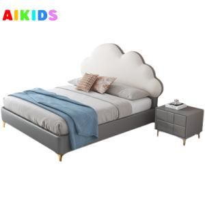 Leather Children Bed Boys and Girls Princess Bed Luxury Modern Simple Cloud Bed