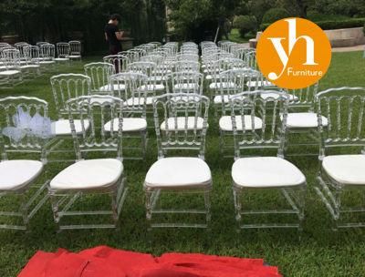 Seat Cushioned Transparent Clear Acrylic Resin Dining Chair for Wedding Event Furniture