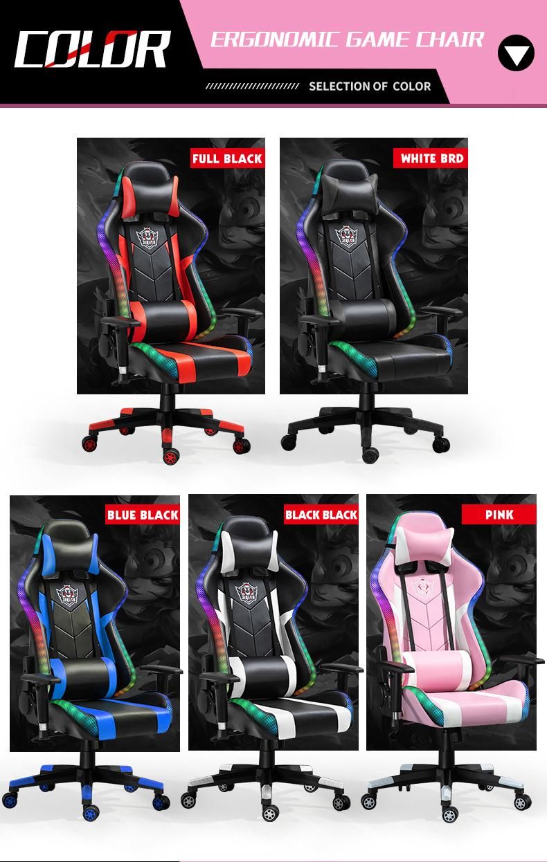 High Quality Comfortable Leather Swivel Computer Racing Chair LED Gaming Chair