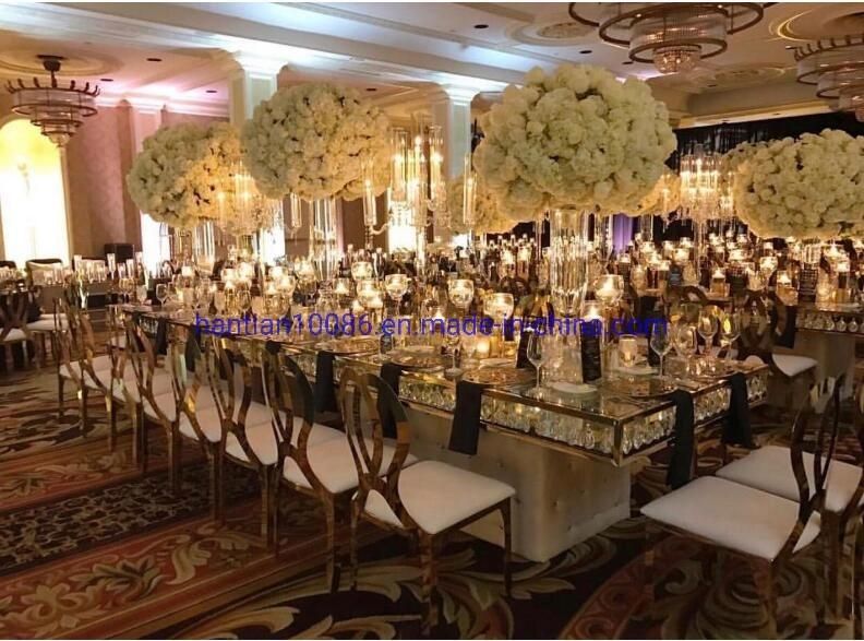 Yellow Gold Imperial Crown Queen King Infinity Royal Wedding Event Dining Chairs