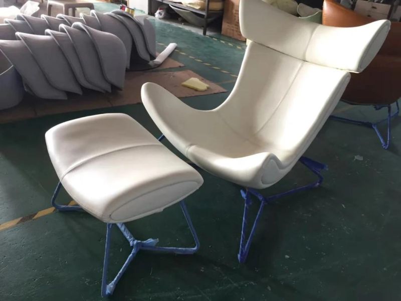 Fiberglass Designer Leather Imola Egg Chair Lounge