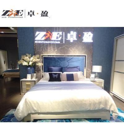 Hot Selling Modern Home Furniture Luxury Bed Room Sets Furniture King Size Blue Color Bed
