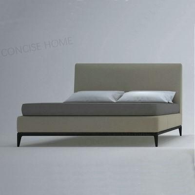 China Wholesale Minimalist Bedroom Furniture Metal Frame Genuine Leather Upholstery Bed