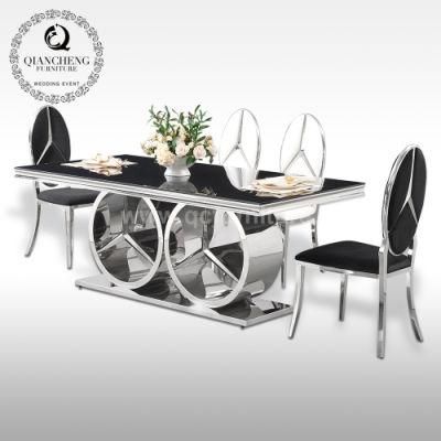 Living Room Funriture Stainless Steel Dining Chair with Black Leather