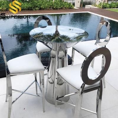 Silver Cocktail Chairs with High Tables for Bar Outdoor Furniture