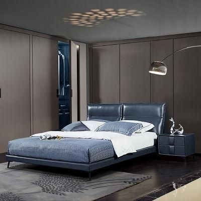 Luxury Wood Frame Bed Room Funirure Upholstered PU Leather King Size Bed