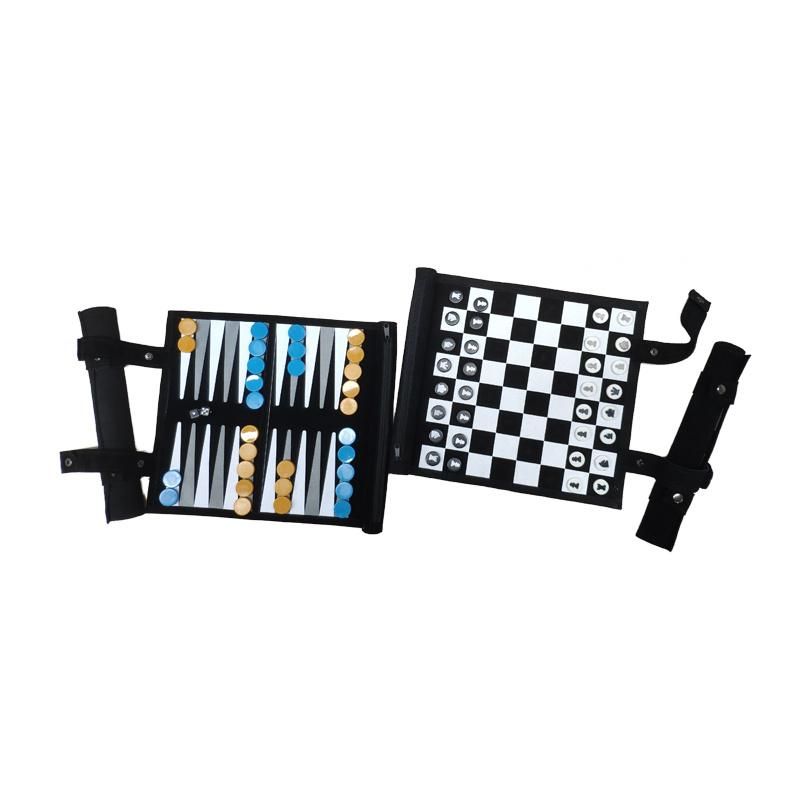 High Quality Customized Wholesale Travel Size PU Leather Chessboard Entertainment Personalized Backgammon Table