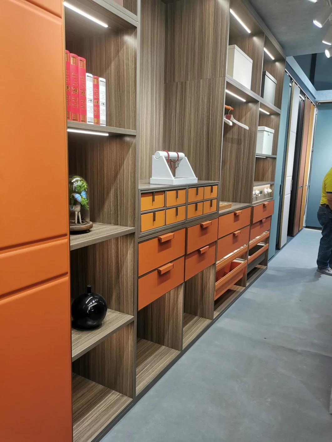 High Quality Microfiber Leather Closet Door in Orange Color