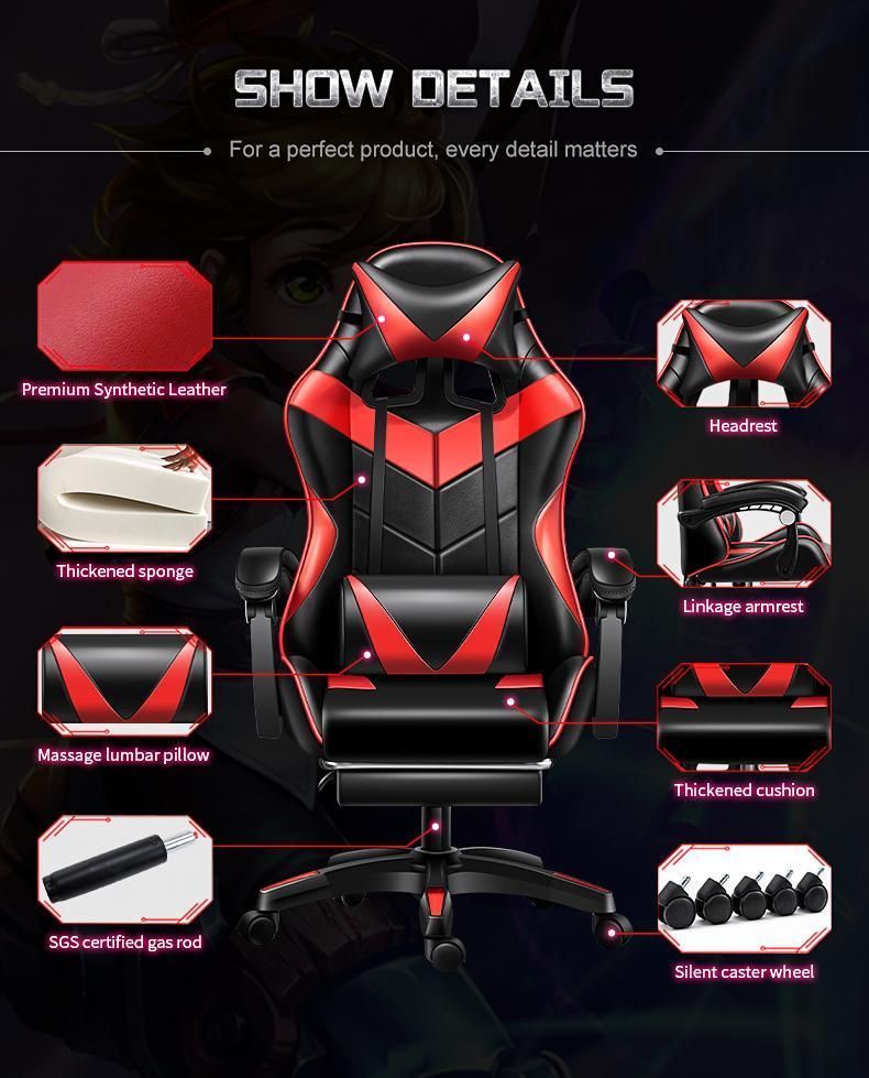 Anji Factory Massage Office Gaming Racing Chair with Footrest