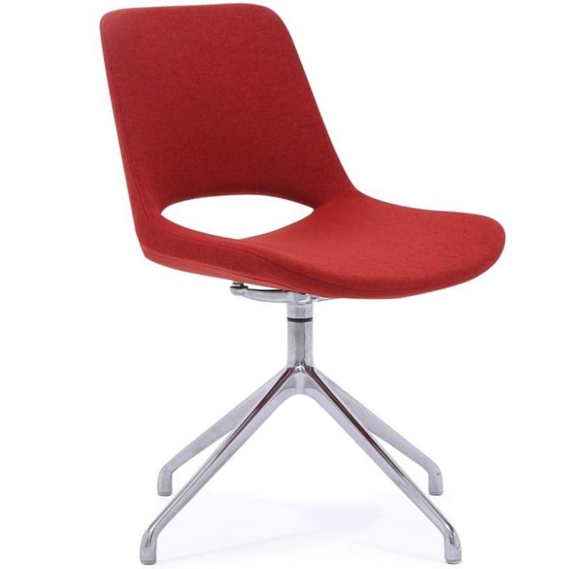 Modern Upholstery Mounded Foam Dining Chair and Steel Base