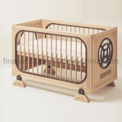 FRT factory Custom High-end eco-friendly adjustable natural wood Baby playpen Crib