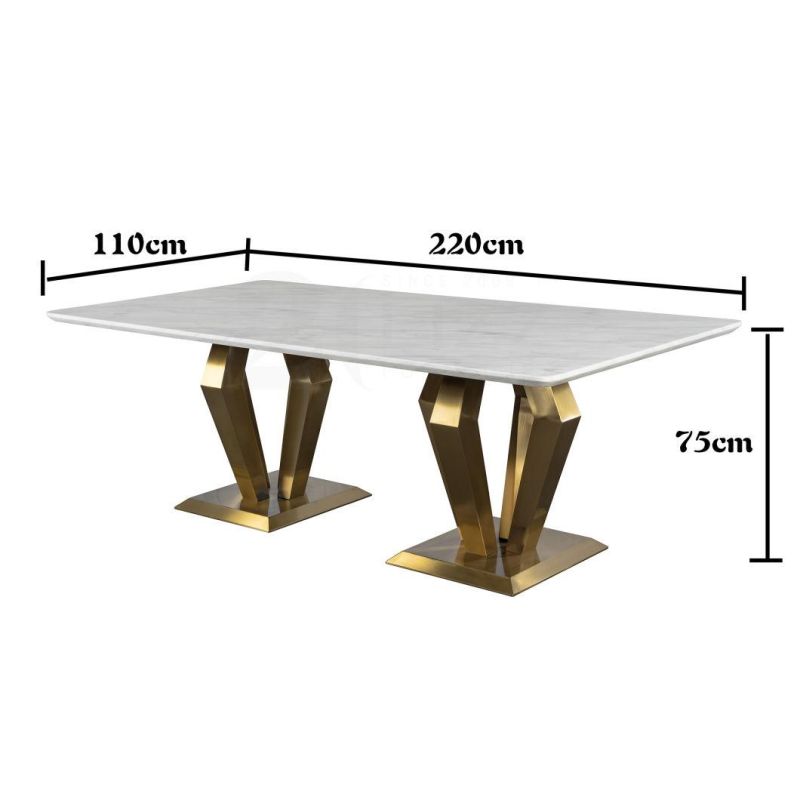 Modern Luxury Hotel/Home Furniture Italian Design Rectangle Marble Dining Table with 6 Seat