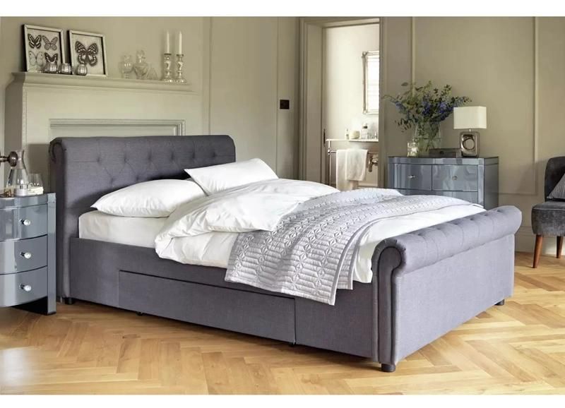 Modern Leather Single Double Size Fabric Bed with Latest Storage Bed Furniture