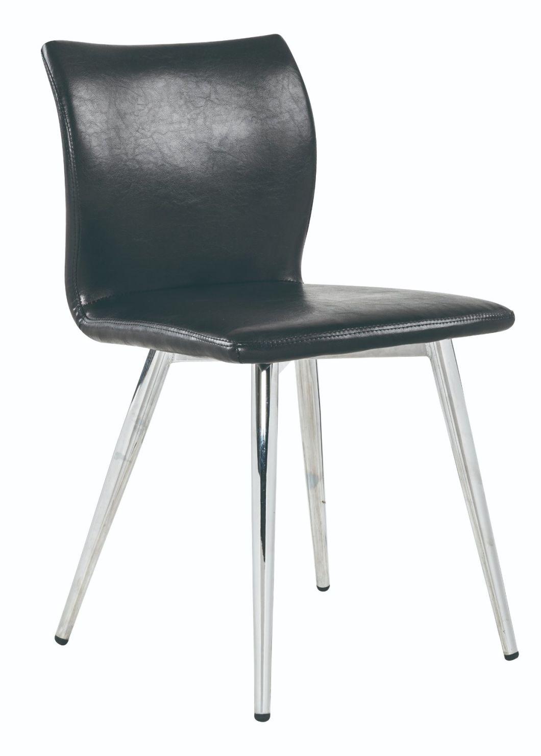 Shiny Black PU Chrome Legs Bar Stool