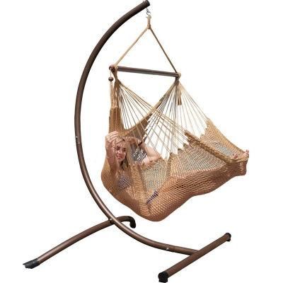 Hanging Hammock chair Net Cotton Rope Swing with Steel Stand Arc