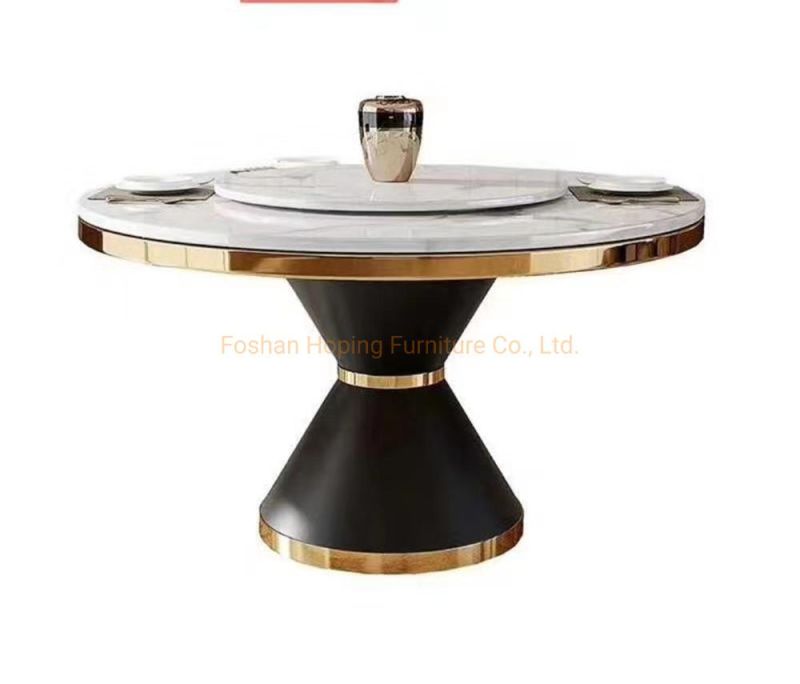 Banquet Hall Event Dinner Chair Furniture Marble Glass Top Wedding Table Decor Hotel Restaurant and Coffee Shop Round Dining Table