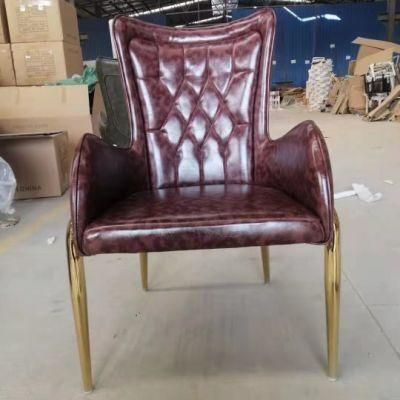 Modern Elegant Design Luxury Metal Leather Dining Chair