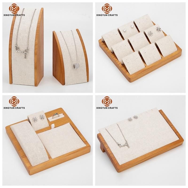 Wholesale Leather jewelry Tray Wooden Pendant Showcase Wood Tray for 24 Pendants