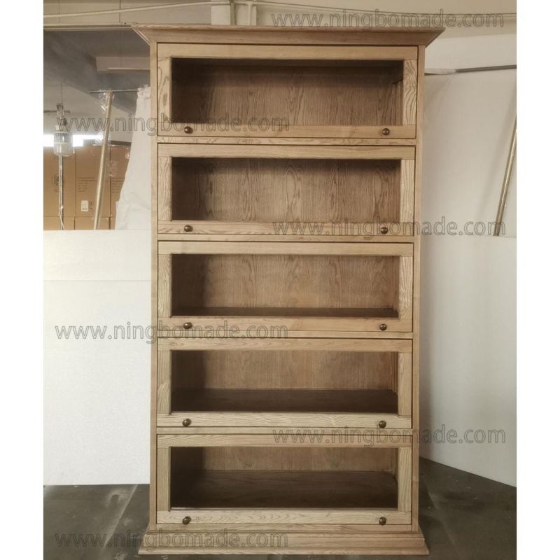 Classic French Casement Furniture Light Natural Oak Overhead Doors Display Cabinet