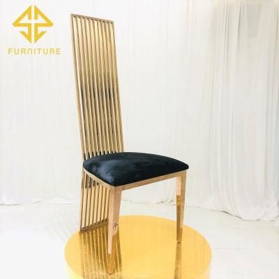 New Model Luxury Stainless Steel High Back Dining Chair with PU Leather Seat