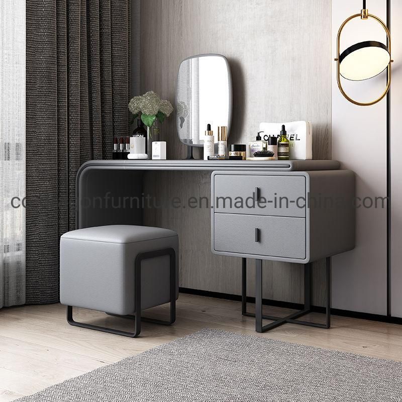 China Wholesale Bedroom Furniture Wooden Leather Dressing Table with Mirror