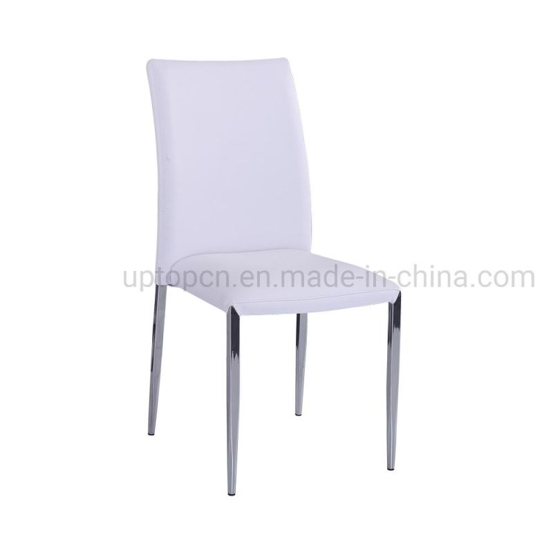 (SP-LC219) Wholesale Steel Frame White Stacking Leather Dining Chair for Hotel