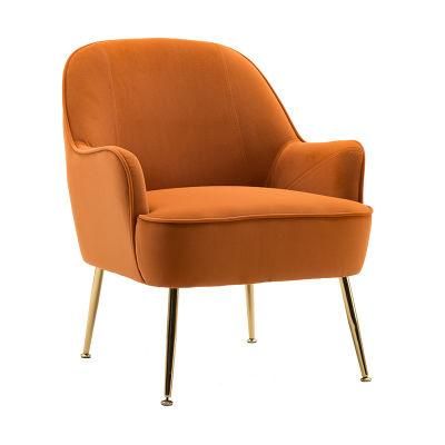 Orange Color Fabric Ergonomic Leisure Accent Lounge Chair