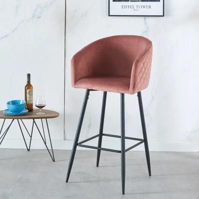 Hot Selling Home Bar Stool High Chair Synthetic Leather Modern Kitchen Chairs Bar Metal Hotel Bar Restaurant Furniture