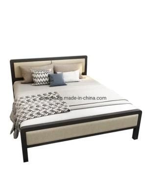 Factory Multifunctional Leather Cushion Steel Bedroom Double Bed