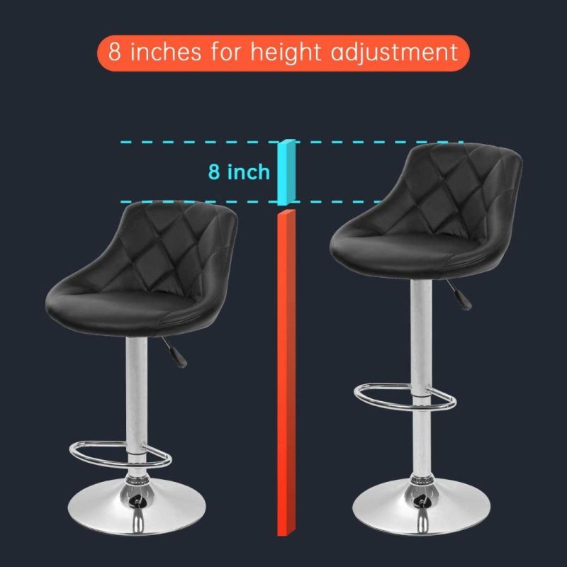 Bar Stools Set of 2 Barstools Swivel Stool Height Adjustable Bar Chairs with Back PU Leather Swivel Bar Stool Kitchen Counter Stools Dining Chairs