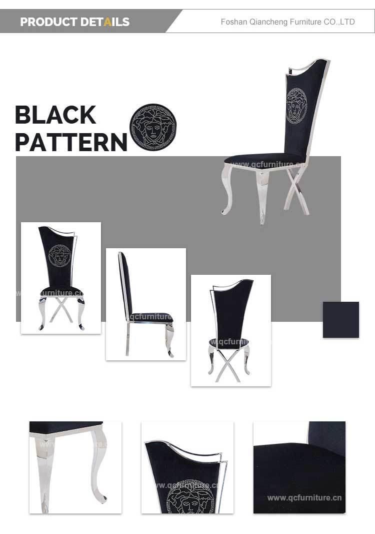 Modern Black Velvet Stainless Steel Dining Chairs