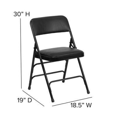 Classical Design Heavy Duty Light Weight Hotel Stainless Steel Synthetic Leather Cushion Metal Folding Chairs