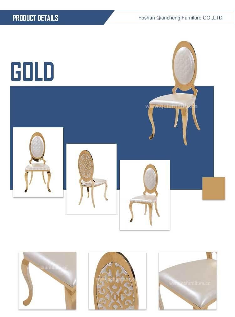 Golden Stainless Steel Legs Wedding Chairs with Leather