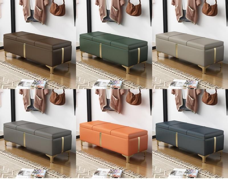 Minimalist Light Luxury Sofa Stool Strip Storage Stool PU Bed End Stool for Bedroom Furniture