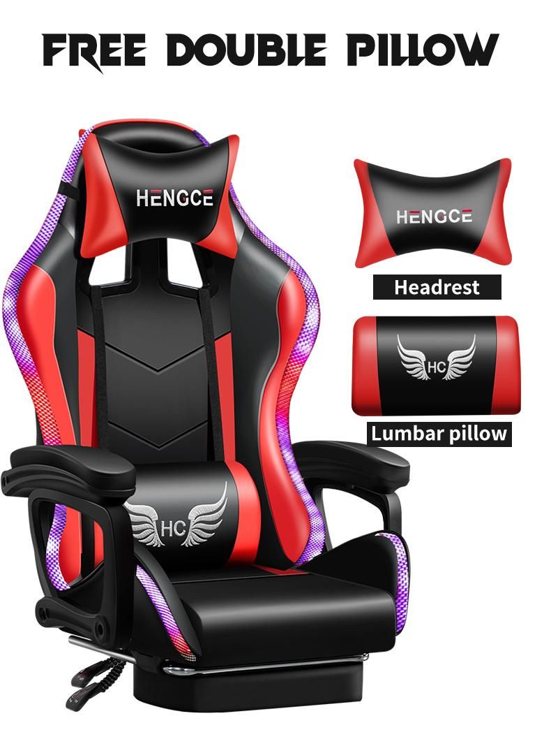 Wholesale Amazon Hot Ergonomic CE Certified Reclining RGB Video Gaming Racing Chair with Footrest