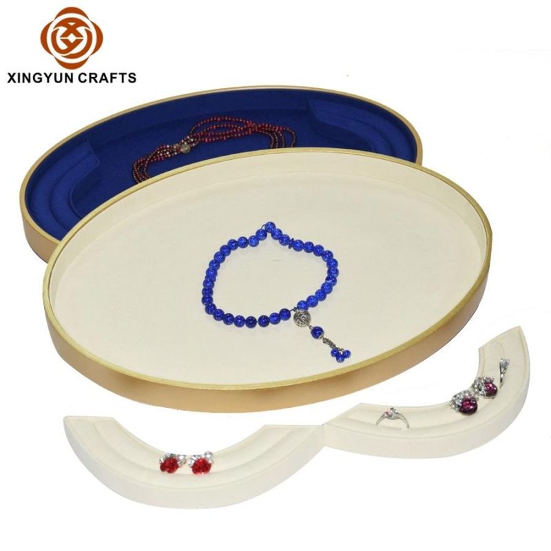 Factory Supply Leather Display Tray Custom Wood Jewel Stand for Jewelry Show and Exhibition