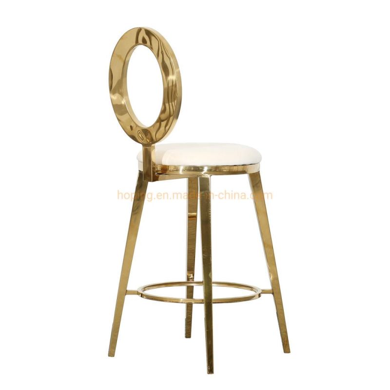 Bar Furniture Luxury 4 Leg Gold Stainless Steel Bar Stools Hole Back Club High Chair